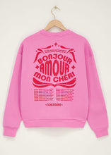 Lade das Bild in den Galerie-Viewer, Pinkes Sweatshirt "Bonjour amour mon chéri"