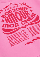 Lade das Bild in den Galerie-Viewer, Pinkes Sweatshirt "Bonjour amour mon chéri"