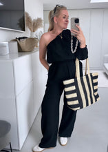 Lade das Bild in den Galerie-Viewer, Oneshoulder Musselin Jumpsuit | "CALI" | Beige & Schwarz