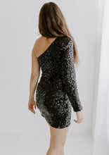 Lade das Bild in den Galerie-Viewer, Sequin One Shoulder Kleid | Schwarz
