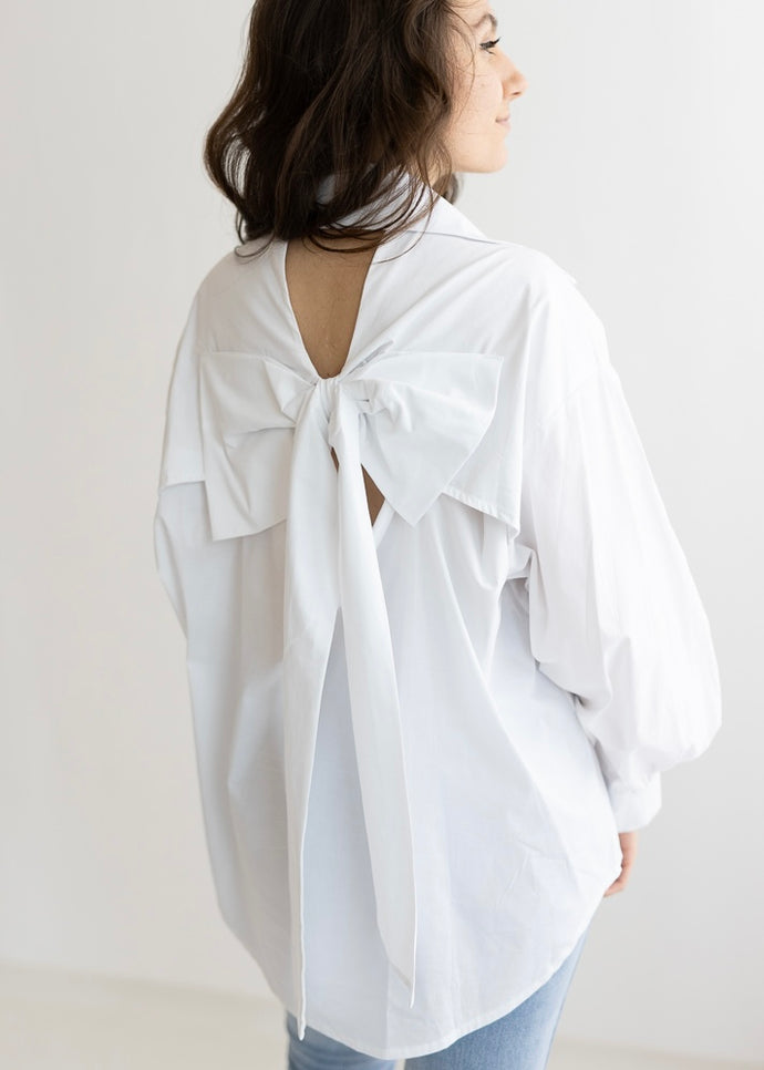 Oversize Hemd mit Schleife | Weiß
