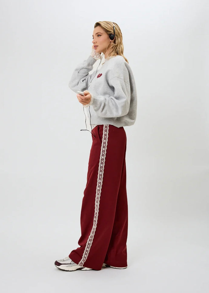 Kael Lace Trackpants Merlot | Oh April