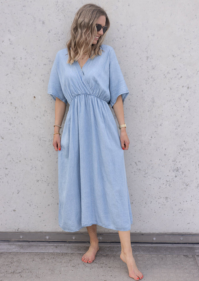 Fließendes Lyocell Sommerkleid im Denim Look | 