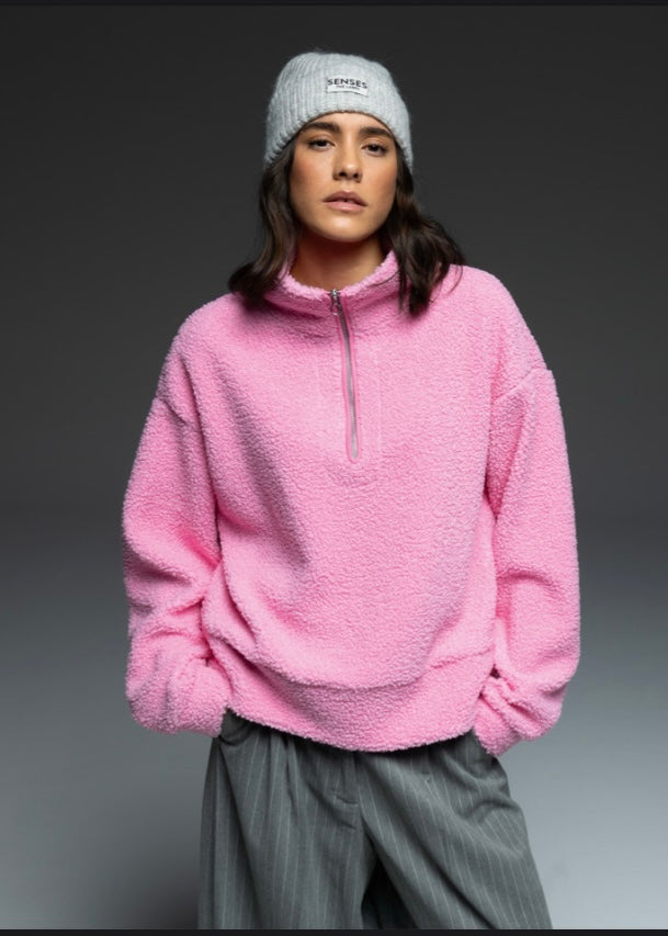 Teddy Half Zip Pink | Senses.The Label