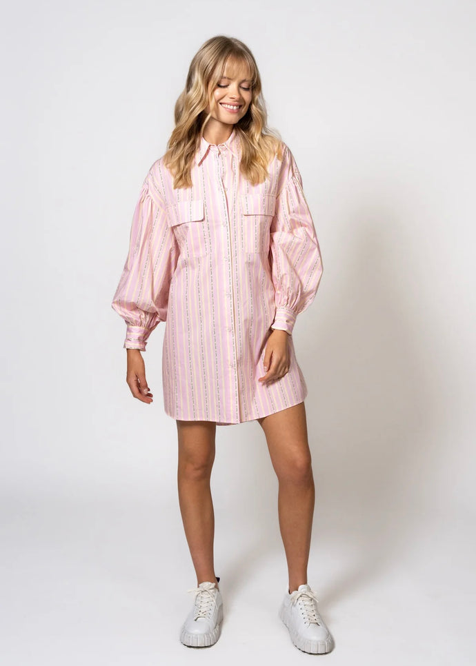 Noni Shirt Dress Soft Blush Stripe | Off White