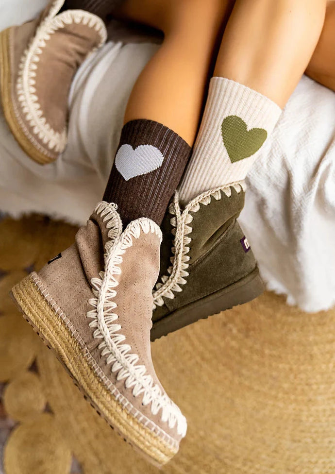 The Big Heart Socken im 2er Set - Mokka & Cream | Loones