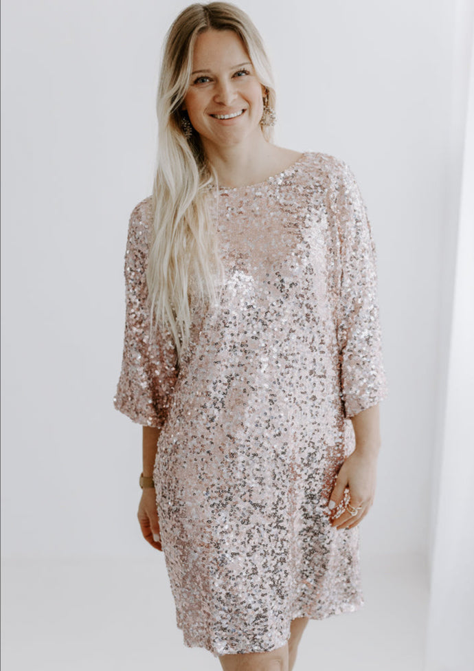Shiny Sequin Kleid | Rosé Nude