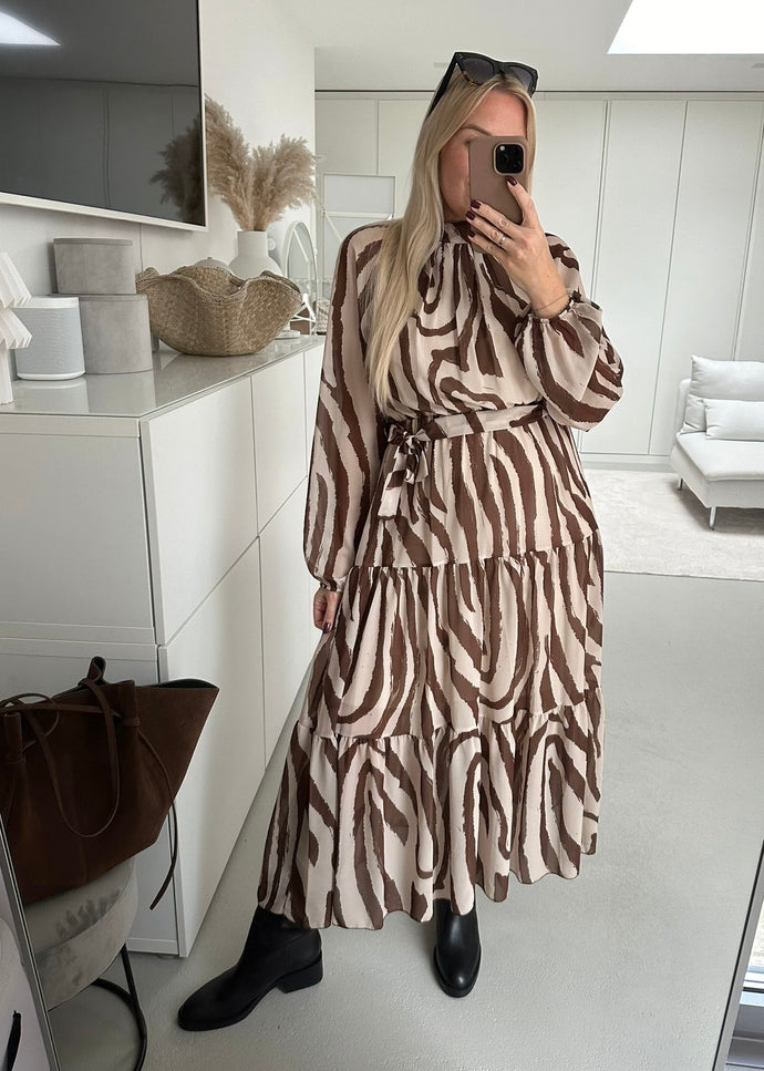 Fließendes Kleid mit Animal Print 