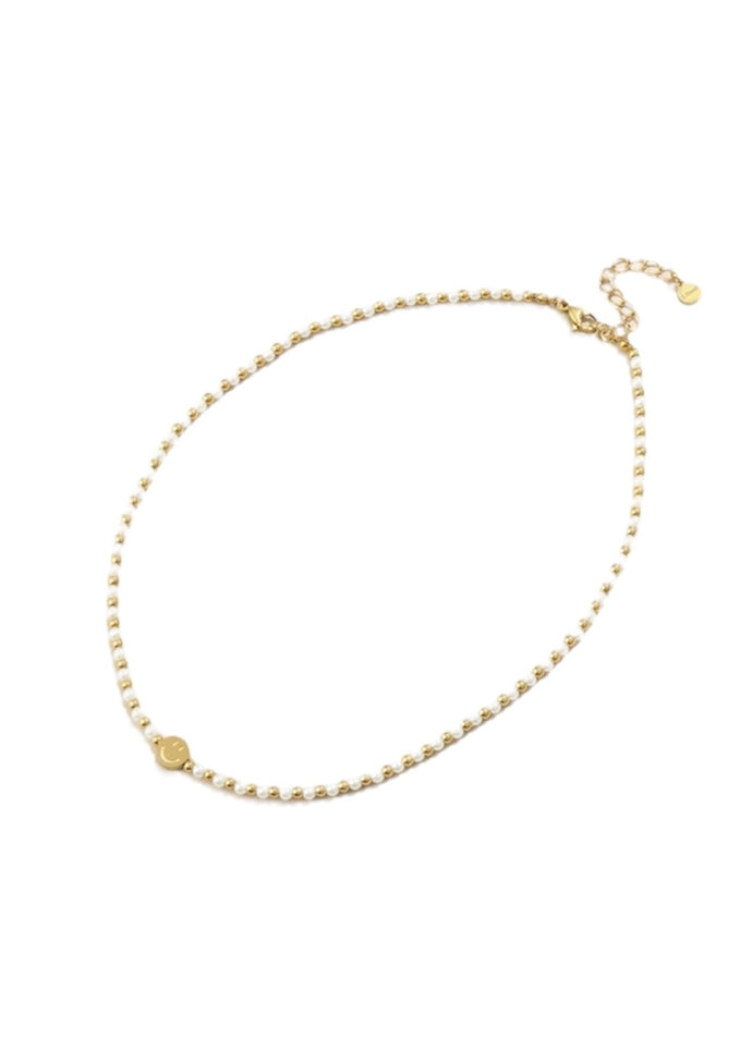 Smiley Kette | Gold & Perlen