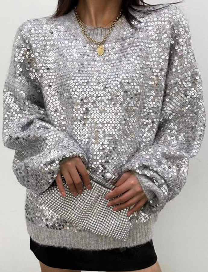 Sequin Pullover | Grau