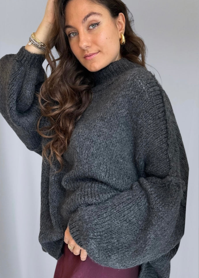 Oversize So Soft Turtleneck Pullover | Dark Grey