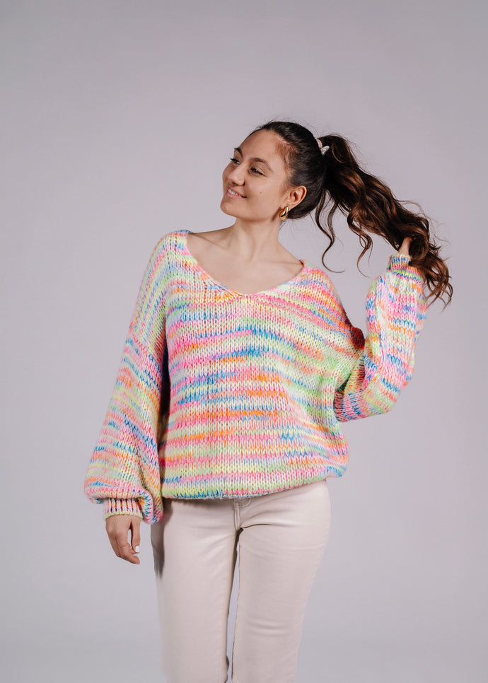 So Soft Pullover mit V-Ausschnitt | Neon