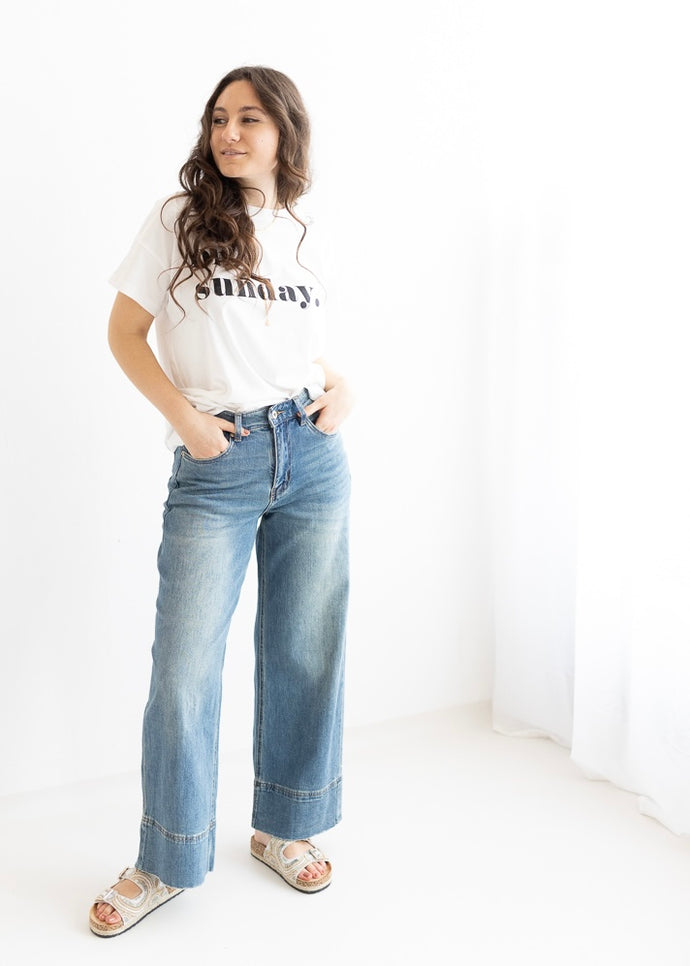 Stretchy Wide Leg Jeans