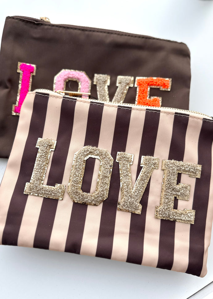 Kosmetiktasche Love | Braun & Stripes