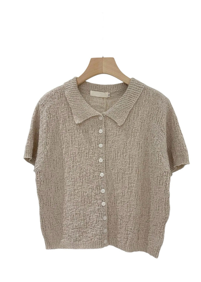 Kurzarm Sommerstrick Cardigan | Taupe