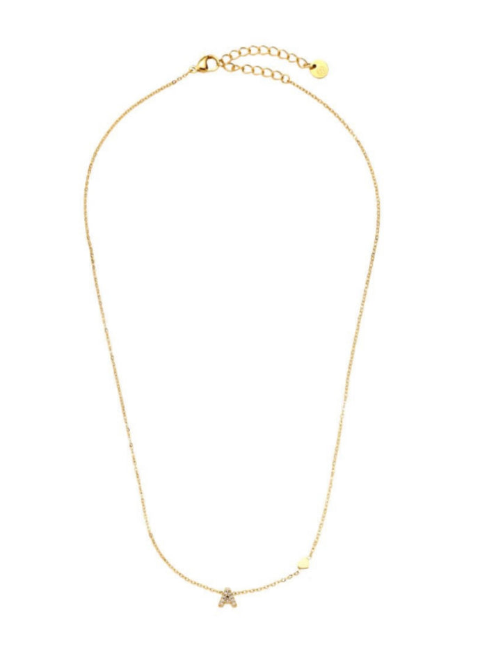 Filigrane Kette mit Buchstaben aus Zirkoniasteinen | Gold