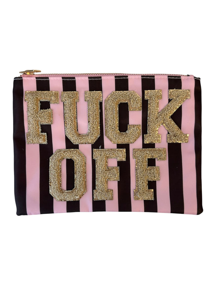 Kosmetiktasche Fuck Off | Braun/Rosa