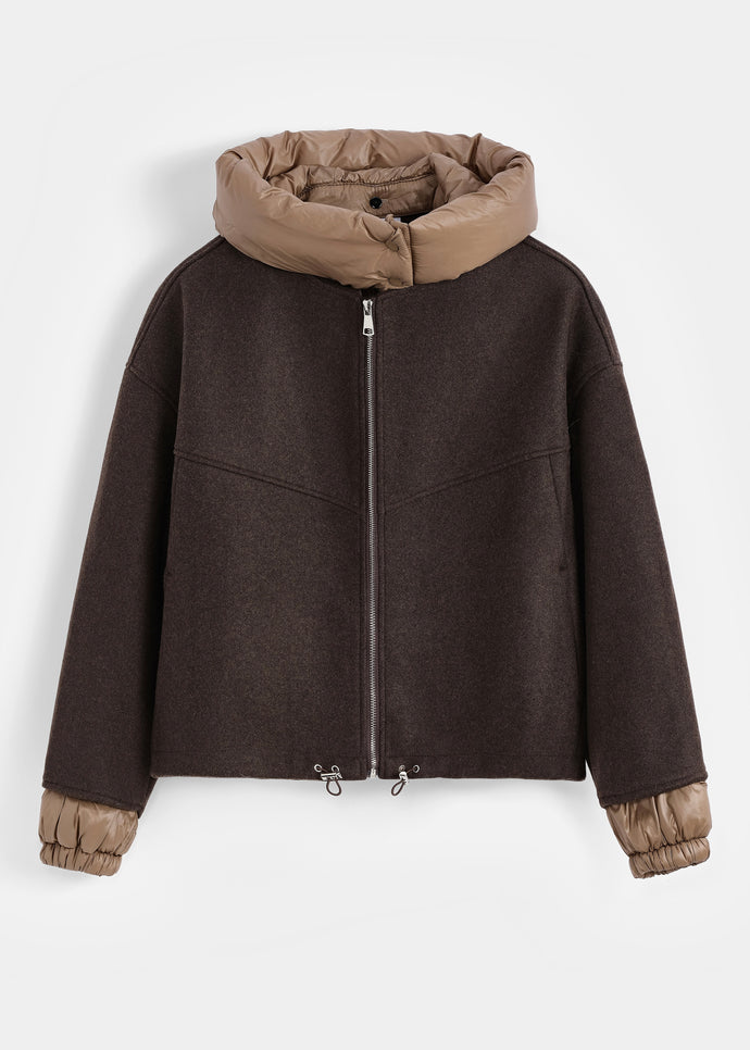 Jacke mit abnehmbarer Kapuze | Mokka