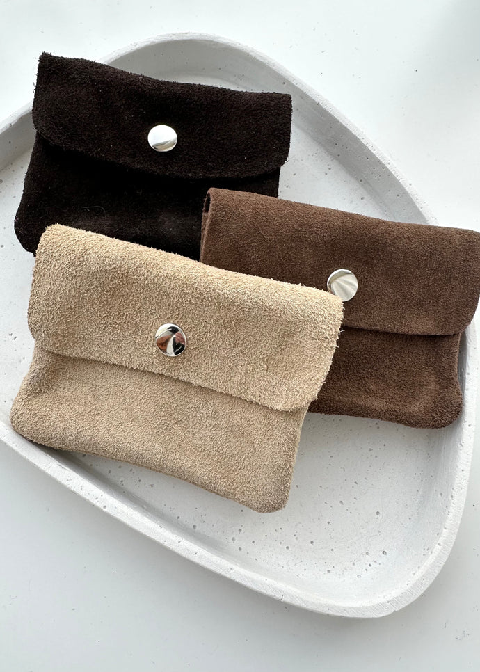 Kleine Geldbörse Wildleder | Mokka, Haselnuss, Oatmeal
