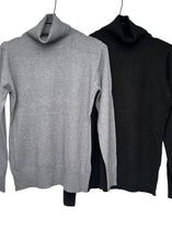 Lade das Bild in den Galerie-Viewer, Basic Longsleeve mit Rollkragen | Schwarz &amp; Dark Grey
