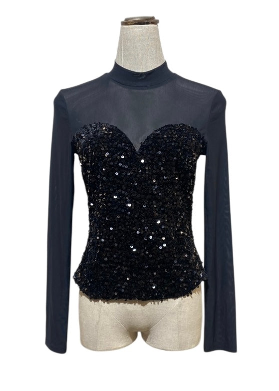 Mesh Longsleeve „LARA“ | Schwarz