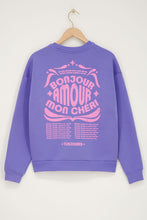 Lade das Bild in den Galerie-Viewer, Lila Sweatshirt &quot;Bonjour amour mon chéri&quot;
