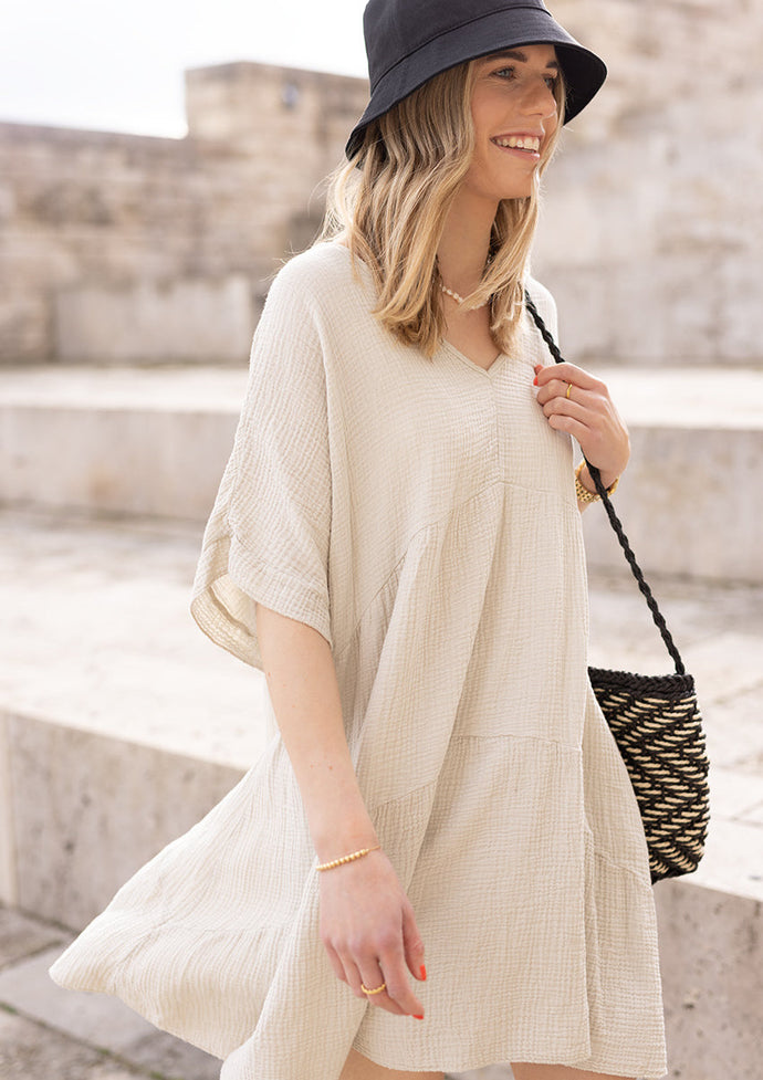 Tunikakleid aus Musselin | Light Beige