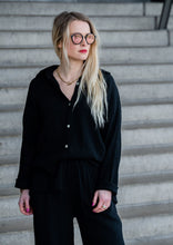 Lade das Bild in den Galerie-Viewer, Long Mousselin Zweiteiler &quot;LINA&quot; | Schwarz
