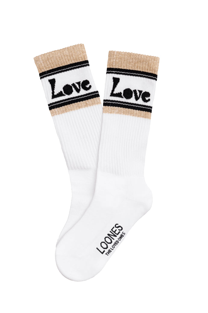Love Glitter Socken KIDS EDITION | Loones, Weiß